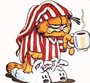 Garfield med en kop kaffe